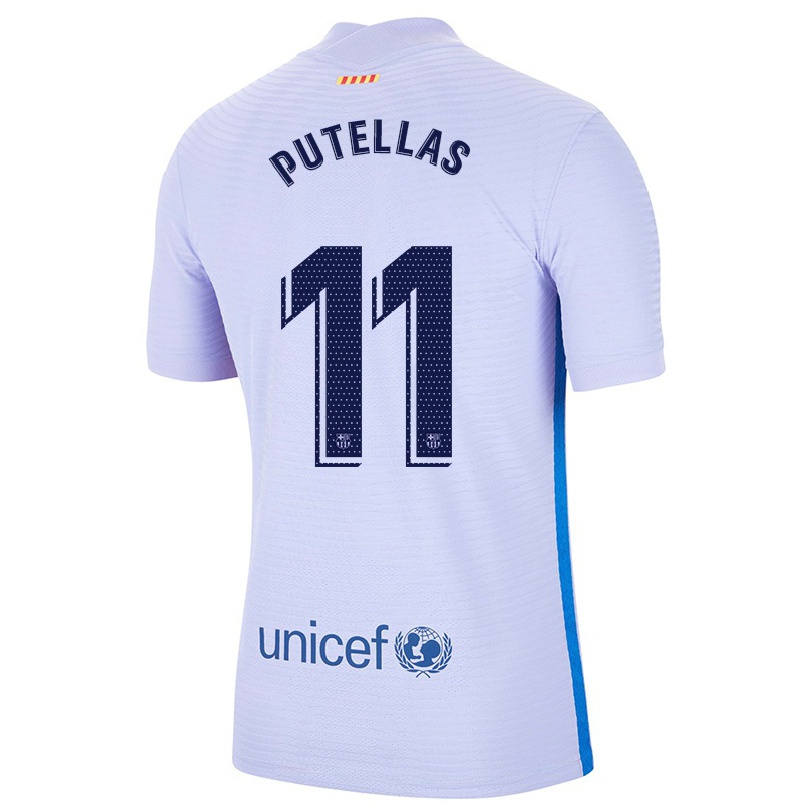 Kinder Fußball Alexia Putellas #11 Hellviolett Auswärtstrikot Trikot 2021/22 T-shirt