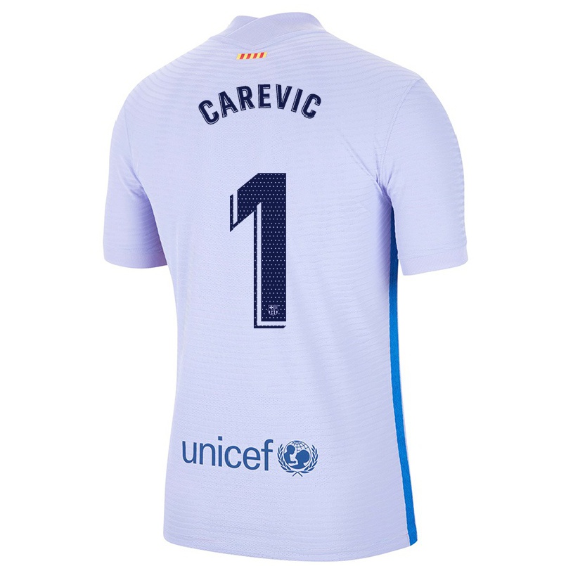 Kinder Fußball Lazar Carevic #1 Hellviolett Auswärtstrikot Trikot 2021/22 T-shirt