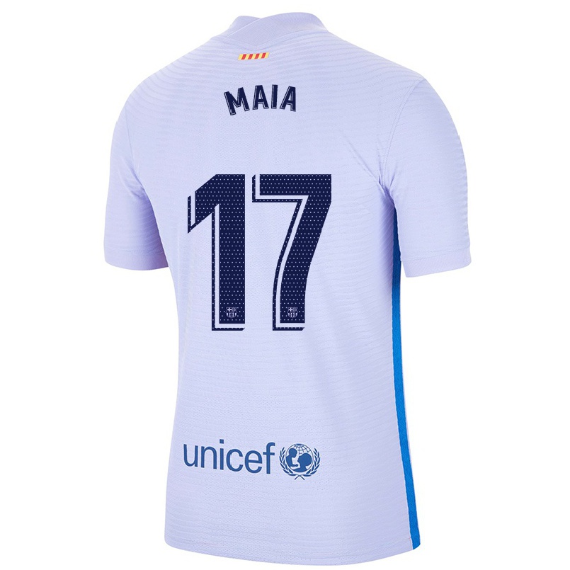Kinder Fußball Gustavo Maia #17 Hellviolett Auswärtstrikot Trikot 2021/22 T-shirt