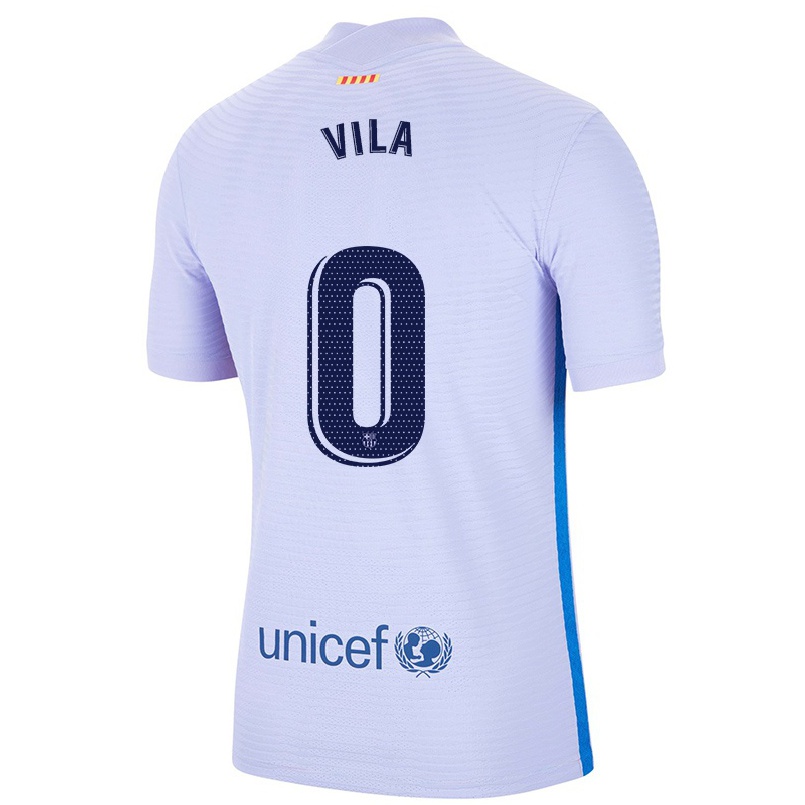 Kinder Fußball Ramon Vila #0 Hellviolett Auswärtstrikot Trikot 2021/22 T-shirt