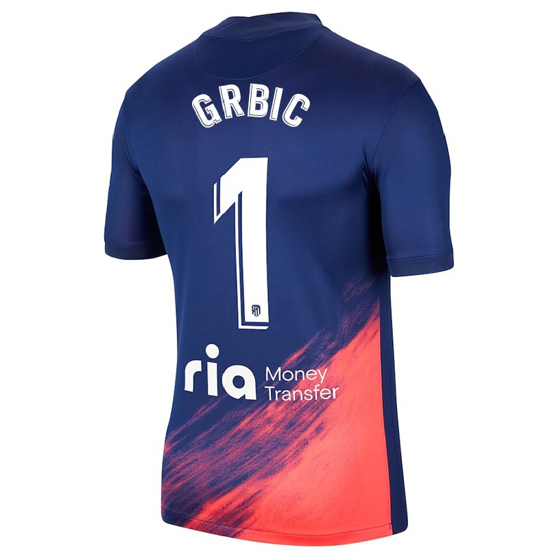 Kinder Fußball Ivo Grbic #1 Dunkelblau Orange Auswärtstrikot Trikot 2021/22 T-shirt