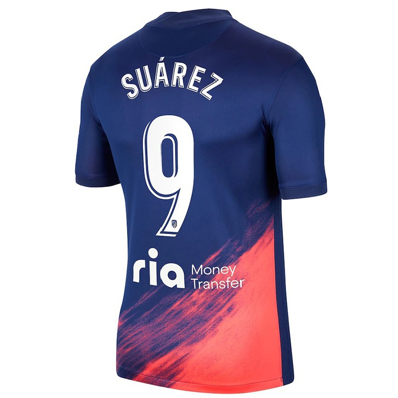 Kinder Fußball Luis Suarez #9 Dunkelblau Orange Auswärtstrikot Trikot 2021/22 T-shirt