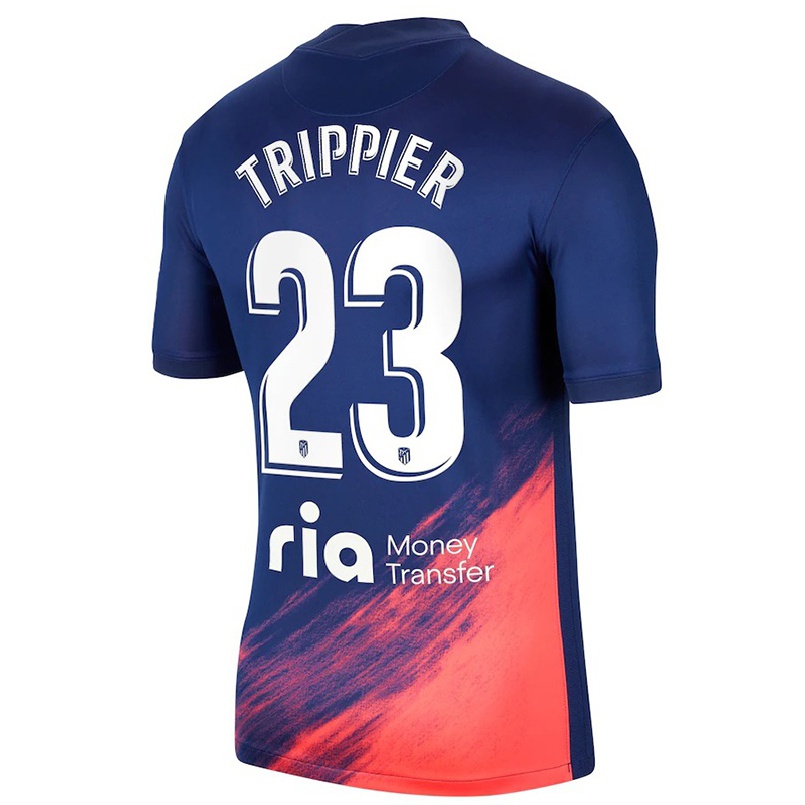 Kinder Fußball Kieran Trippier #23 Dunkelblau Orange Auswärtstrikot Trikot 2021/22 T-shirt