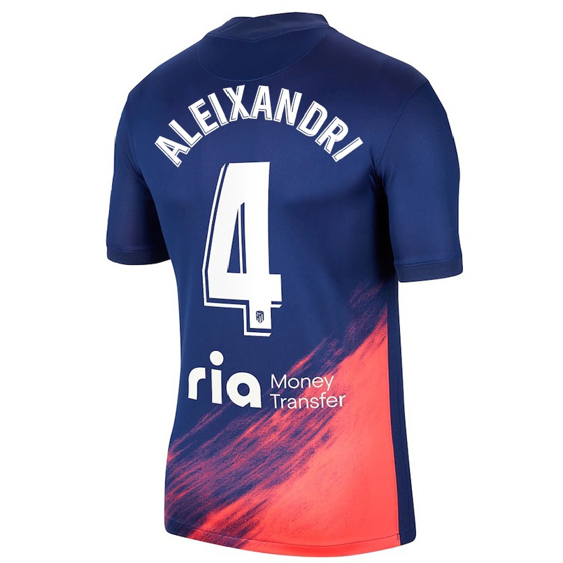 Kinder Fußball Laia Aleixandri #4 Dunkelblau Orange Auswärtstrikot Trikot 2021/22 T-Shirt