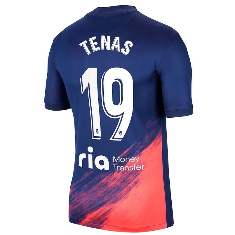 Kinder Fußball Marc Tenas #19 Dunkelblau Orange Auswärtstrikot Trikot 2021/22 T-shirt