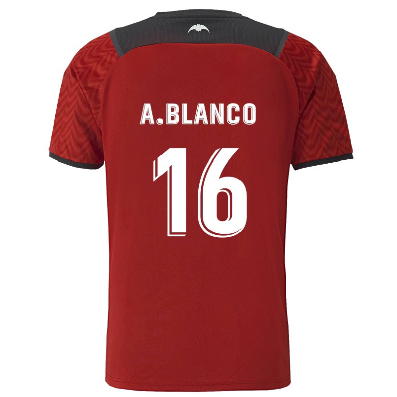 Kinder Fußball Alex Blanco #16 Dunkelrot Auswärtstrikot Trikot 2021/22 T-Shirt