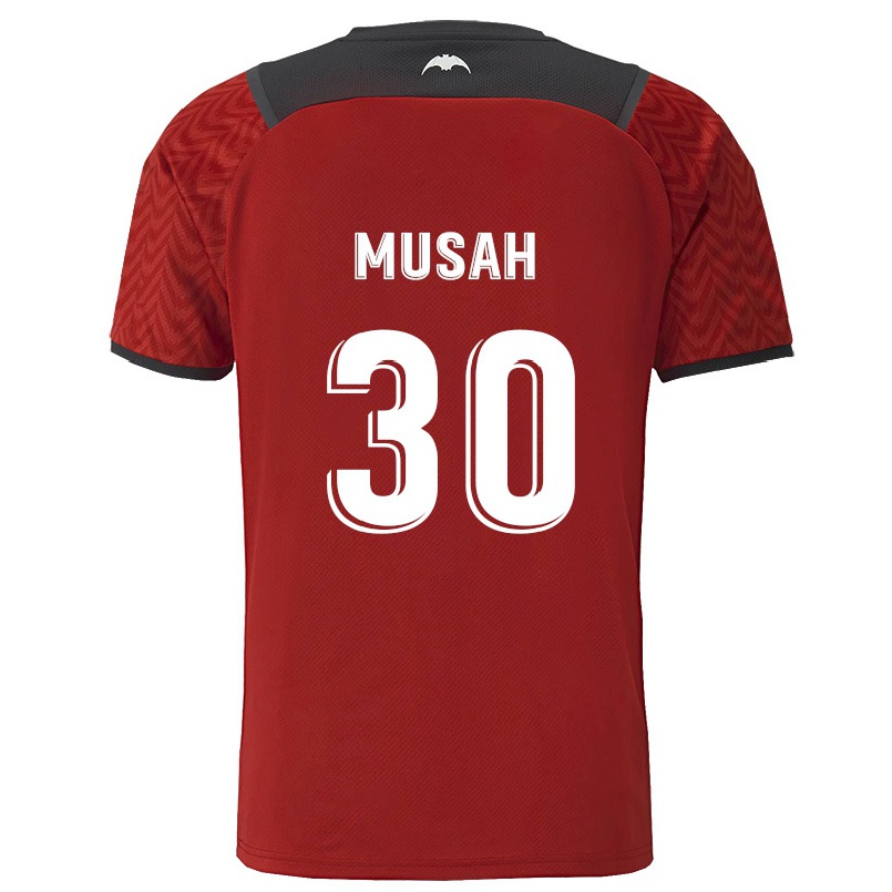 Kinder Fußball Yunus Musah #30 Dunkelrot Auswärtstrikot Trikot 2021/22 T-Shirt