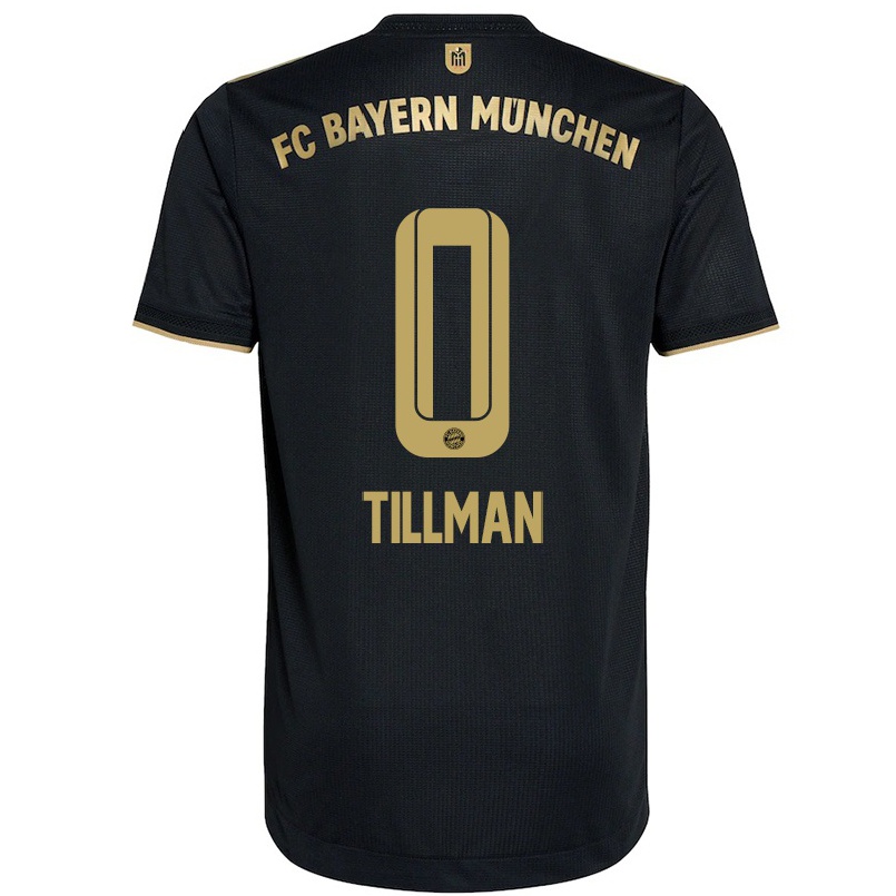 Kinder Fußball Malik Tillman #0 Schwarz Auswärtstrikot Trikot 2021/22 T-shirt