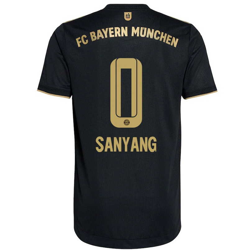 Kinder Fußball Mamin Sanyang #0 Schwarz Auswärtstrikot Trikot 2021/22 T-shirt