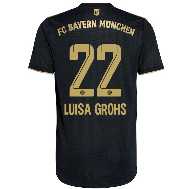 Kinder Fußball Maria Luisa Grohs #22 Schwarz Auswärtstrikot Trikot 2021/22 T-shirt