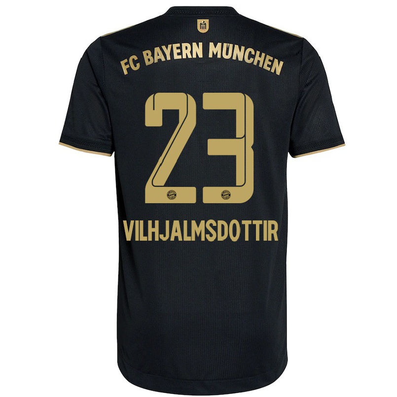 Kinder Fußball Karolina Lea Vilhjalmsdottir #23 Schwarz Auswärtstrikot Trikot 2021/22 T-shirt