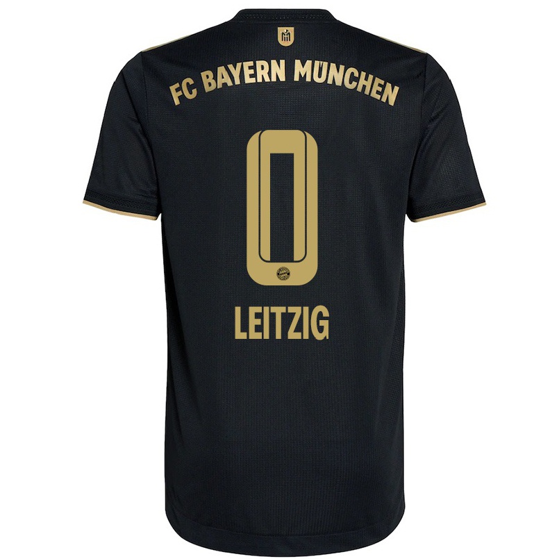 Kinder Fußball Janina Leitzig #0 Schwarz Auswärtstrikot Trikot 2021/22 T-shirt