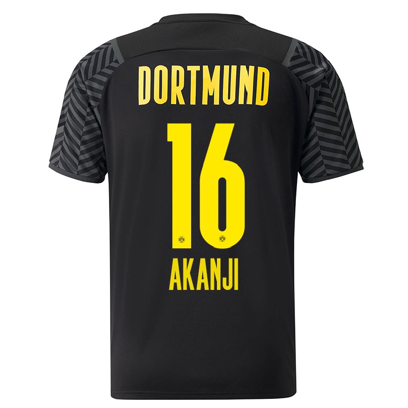Kinder Fußball Manuel Akanji #16 Grad Schwarz Auswärtstrikot Trikot 2021/22 T-shirt
