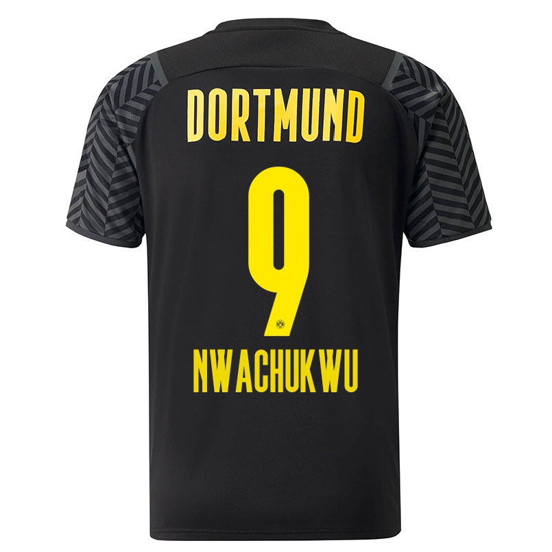 Kinder Fußball Isaak Nwachukwu #9 Grad Schwarz Auswärtstrikot Trikot 2021/22 T-shirt
