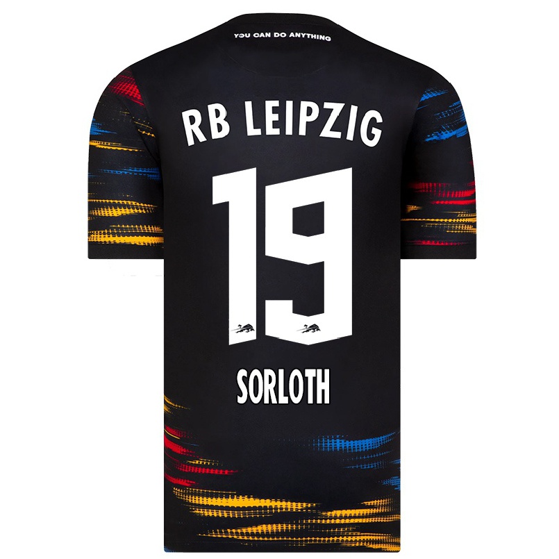 Kinder Fußball Alexander Sorloth #19 Schwarz Gelb Auswärtstrikot Trikot 2021/22 T-shirt