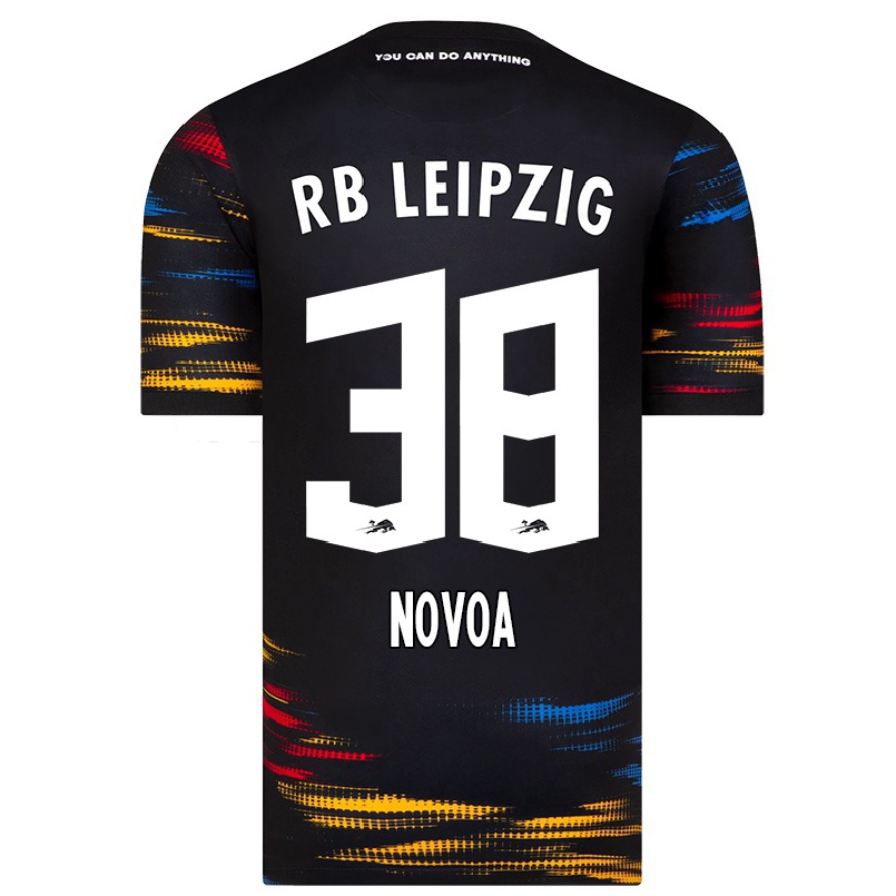 Kinder Fußball Hugo Novoa #38 Schwarz Gelb Auswärtstrikot Trikot 2021/22 T-shirt