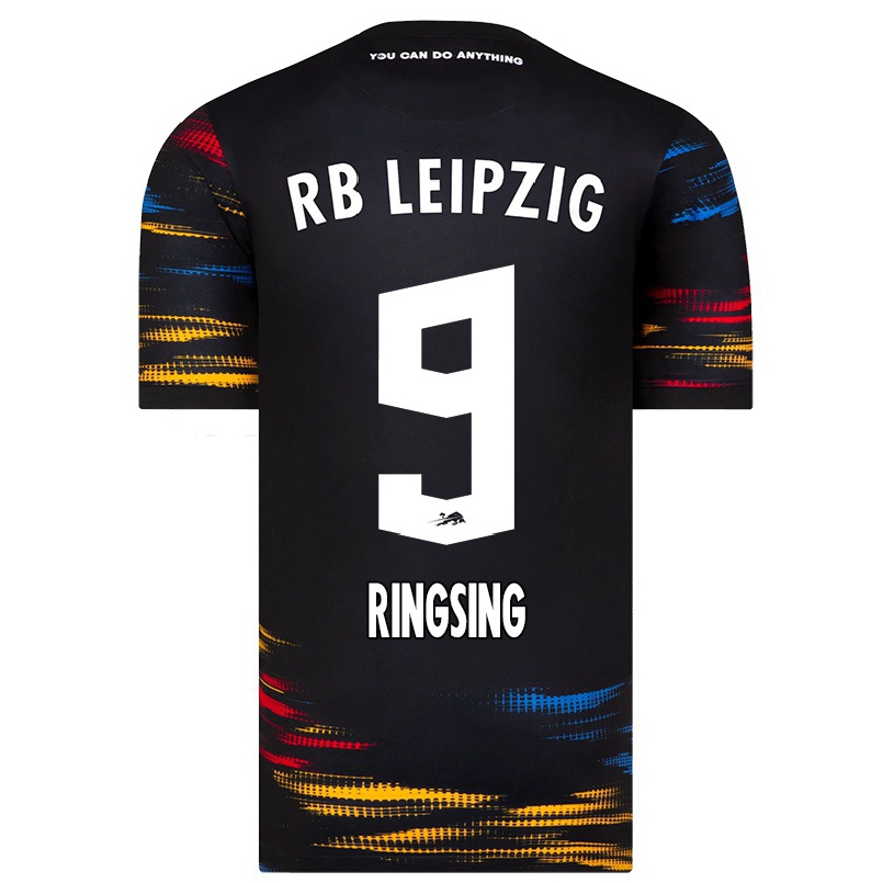 Kinder Fußball Louise Ringsing #9 Schwarz Gelb Auswärtstrikot Trikot 2021/22 T-shirt