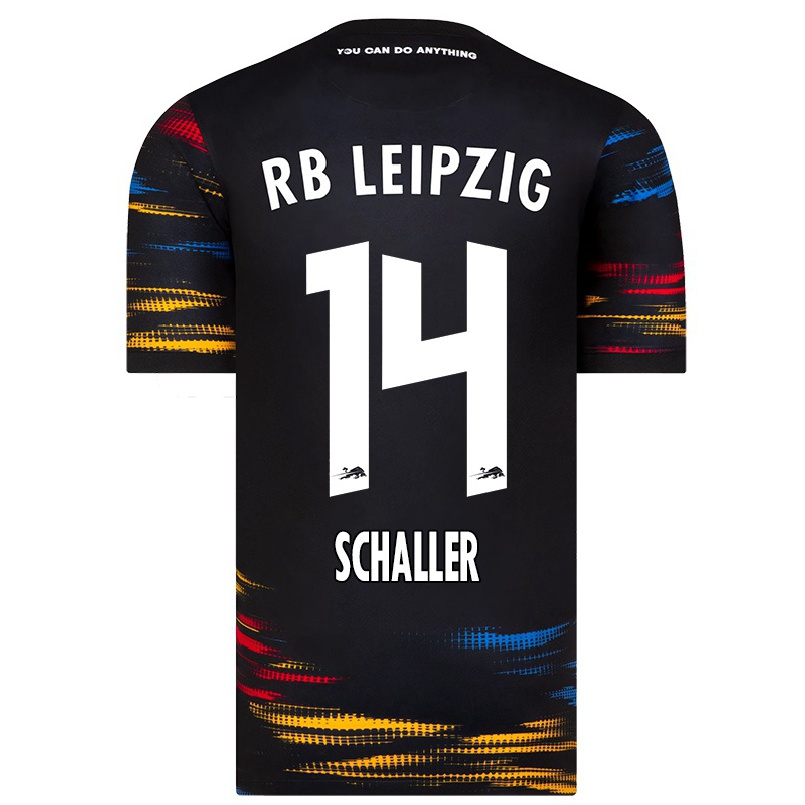 Kinder Fußball Sara Schaller #14 Schwarz Gelb Auswärtstrikot Trikot 2021/22 T-shirt