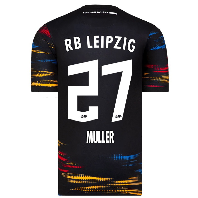 Kinder Fußball Marlene Muller #27 Schwarz Gelb Auswärtstrikot Trikot 2021/22 T-shirt