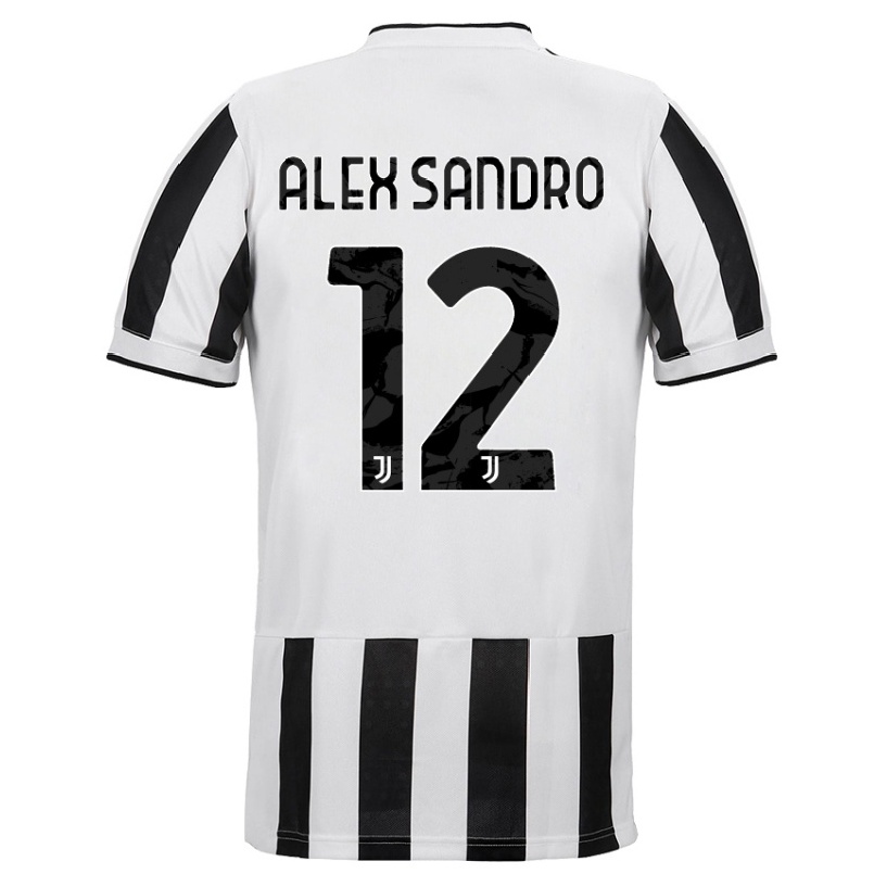 Kinder Fußball Alex Sandro #12 Weiß Schwarz Heimtrikot Trikot 2021/22 T-shirt