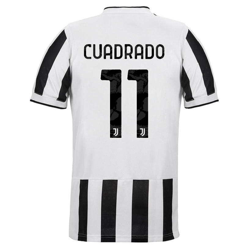 Kinder Fußball Juan Cuadrado #11 Weiß Schwarz Heimtrikot Trikot 2021/22 T-shirt