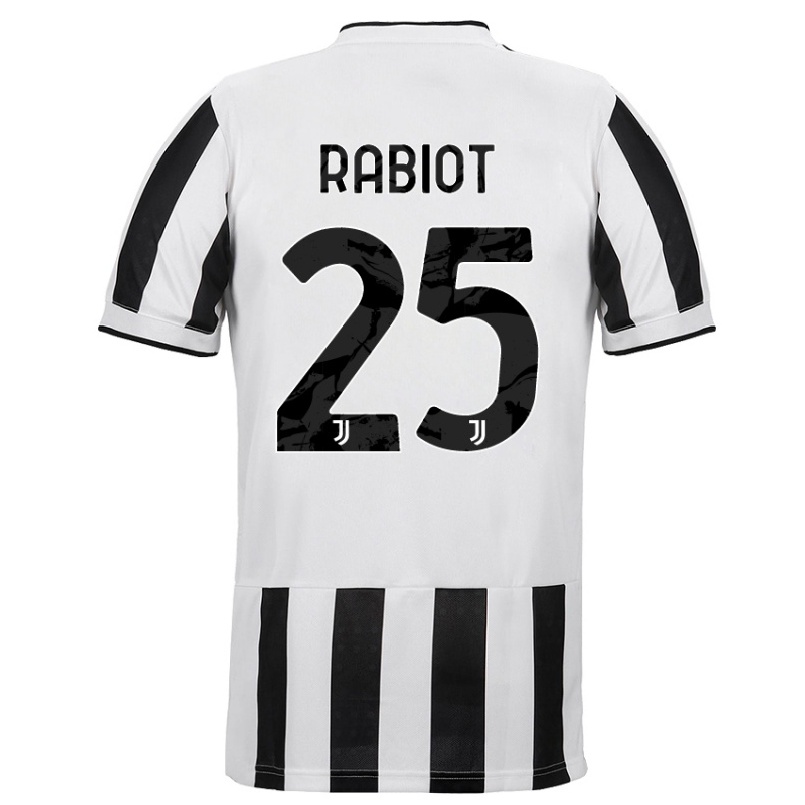 Kinder Fußball Adrien Rabiot #25 Weiß Schwarz Heimtrikot Trikot 2021/22 T-shirt