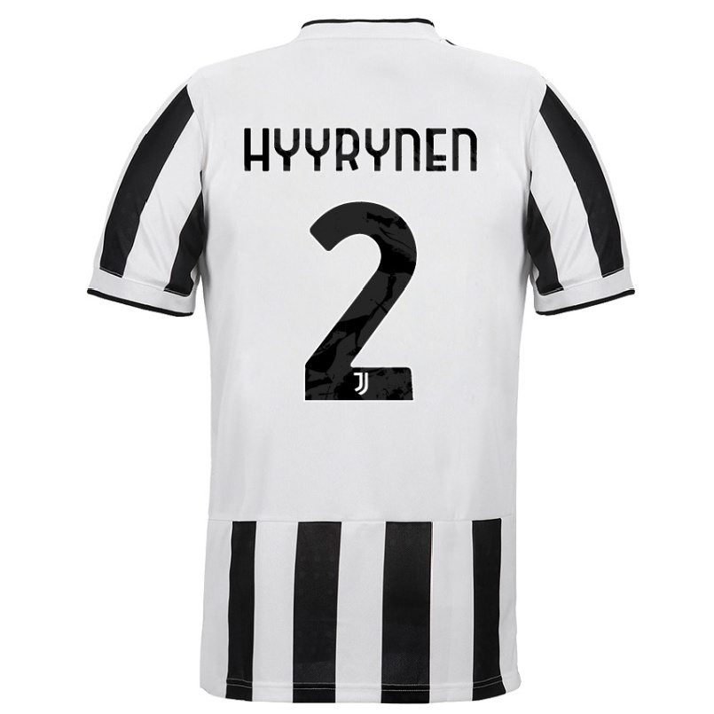 Kinder Fußball Tuija Hyyrynen #2 Weiß Schwarz Heimtrikot Trikot 2021/22 T-shirt