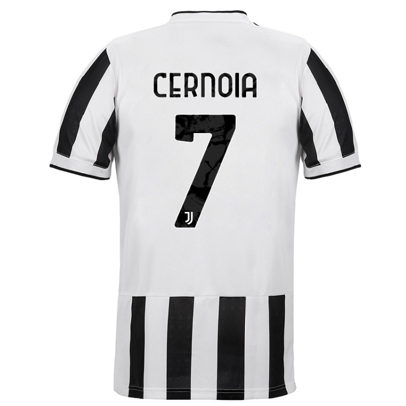 Kinder Fußball Valentina Cernoia #7 Weiß Schwarz Heimtrikot Trikot 2021/22 T-shirt