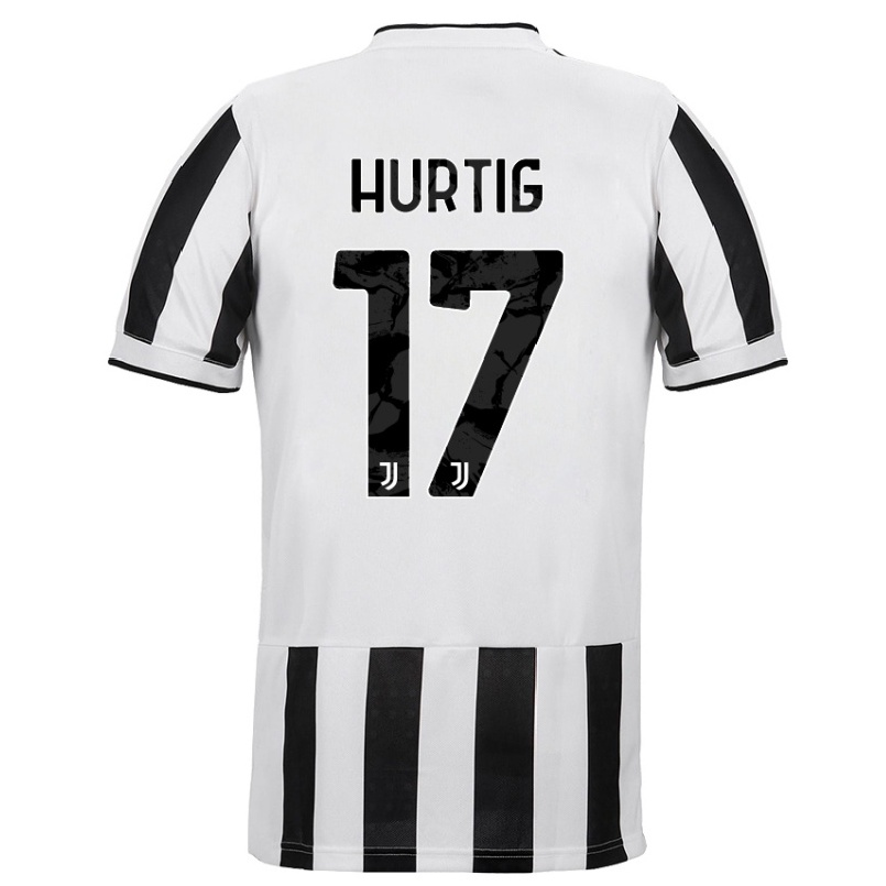 Kinder Fußball Lina Hurtig #17 Weiß Schwarz Heimtrikot Trikot 2021/22 T-shirt
