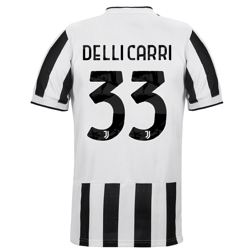 Kinder Fußball Filippo Delli Carri #33 Weiß Schwarz Heimtrikot Trikot 2021/22 T-shirt