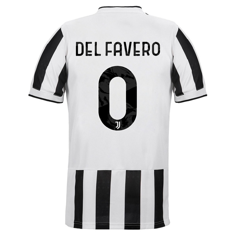 Kinder Fußball Mattia Del Favero #0 Weiß Schwarz Heimtrikot Trikot 2021/22 T-shirt