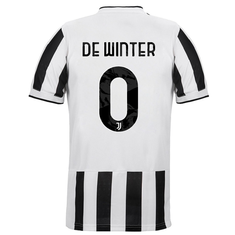 Kinder Fußball Koni De Winter #0 Weiß Schwarz Heimtrikot Trikot 2021/22 T-shirt