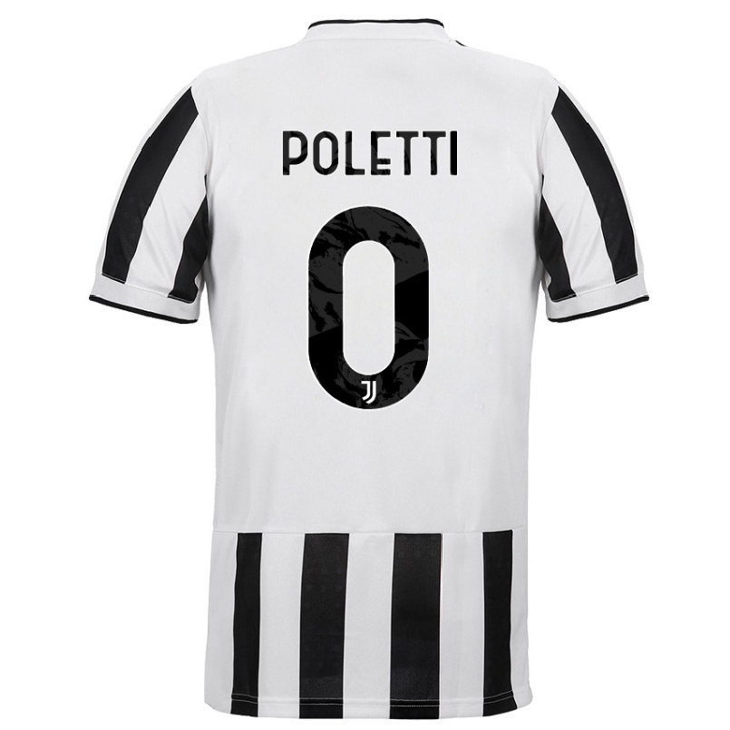 Kinder Fußball Amedeo Poletti #0 Weiß Schwarz Heimtrikot Trikot 2021/22 T-shirt