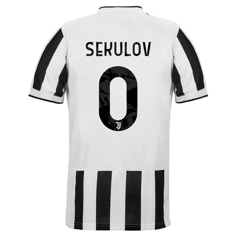 Kinder Fußball Nikola Sekulov #0 Weiß Schwarz Heimtrikot Trikot 2021/22 T-shirt