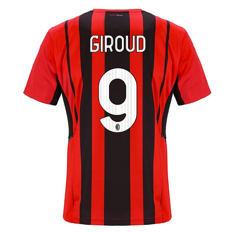 Kinder Fußball Olivier Giroud #9 Rot Schwarz Heimtrikot Trikot 2021/22 T-shirt