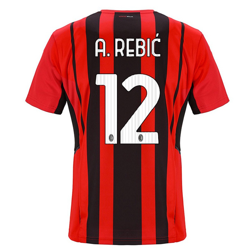 Kinder Fußball Ante Rebic #12 Rot Schwarz Heimtrikot Trikot 2021/22 T-shirt
