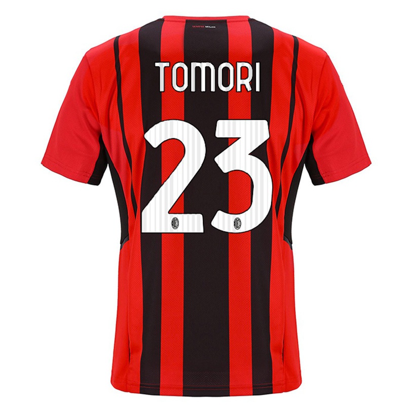 Kinder Fußball Fikayo Tomori #23 Rot Schwarz Heimtrikot Trikot 2021/22 T-shirt