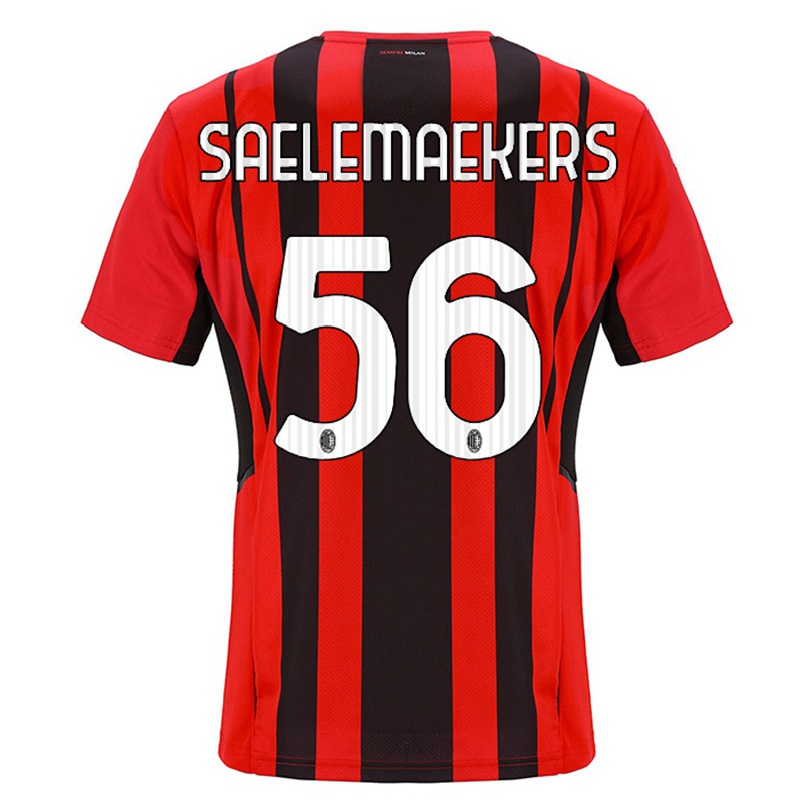 Kinder Fußball Alexis Saelemaekers #56 Rot Schwarz Heimtrikot Trikot 2021/22 T-shirt