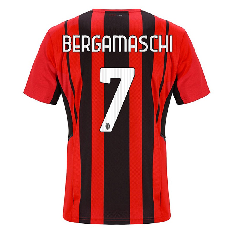 Kinder Fußball Valentina Bergamaschi #7 Rot Schwarz Heimtrikot Trikot 2021/22 T-shirt