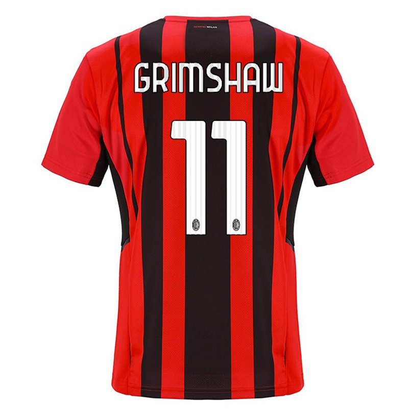 Kinder Fußball Christy Grimshaw #11 Rot Schwarz Heimtrikot Trikot 2021/22 T-shirt