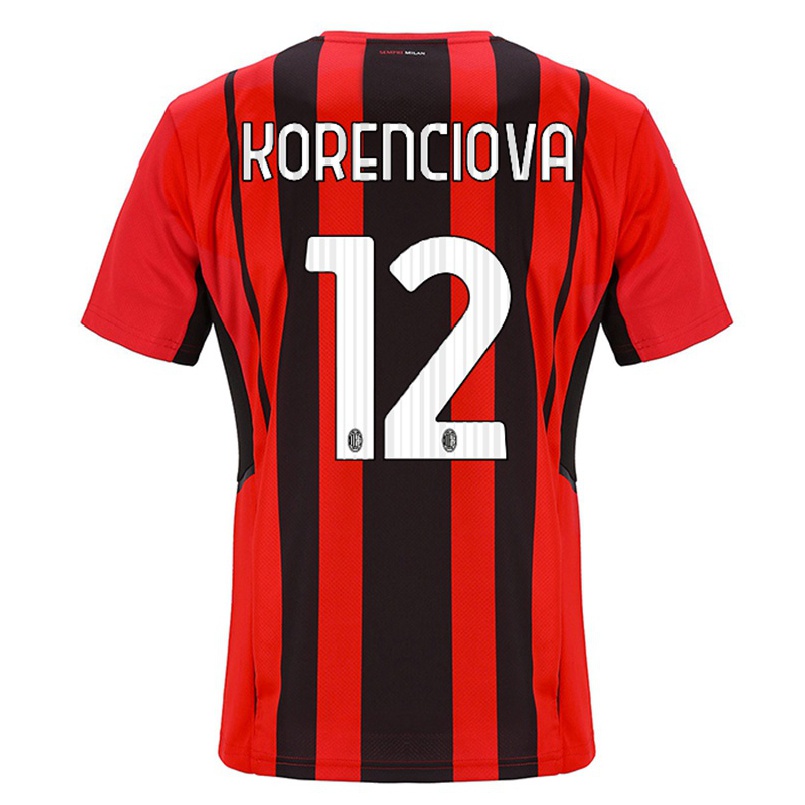Kinder Fußball Maria Korenciova #12 Rot Schwarz Heimtrikot Trikot 2021/22 T-shirt