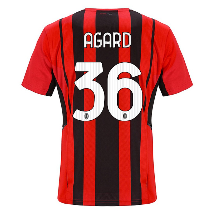 Kinder Fußball Laura Agard #36 Rot Schwarz Heimtrikot Trikot 2021/22 T-shirt