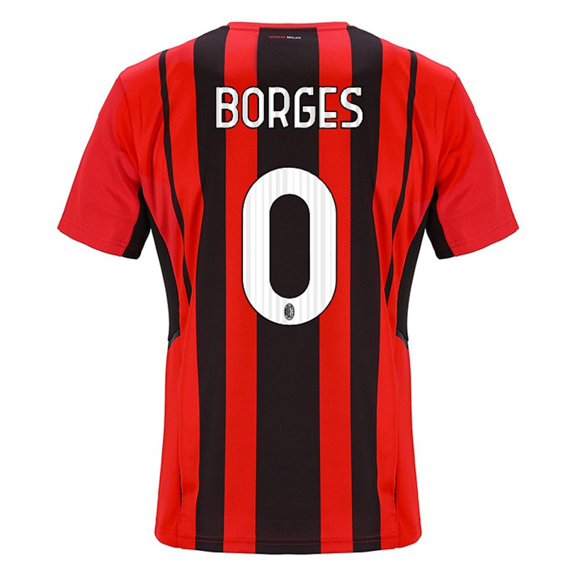 Kinder Fußball Lenny Borges #0 Rot Schwarz Heimtrikot Trikot 2021/22 T-shirt
