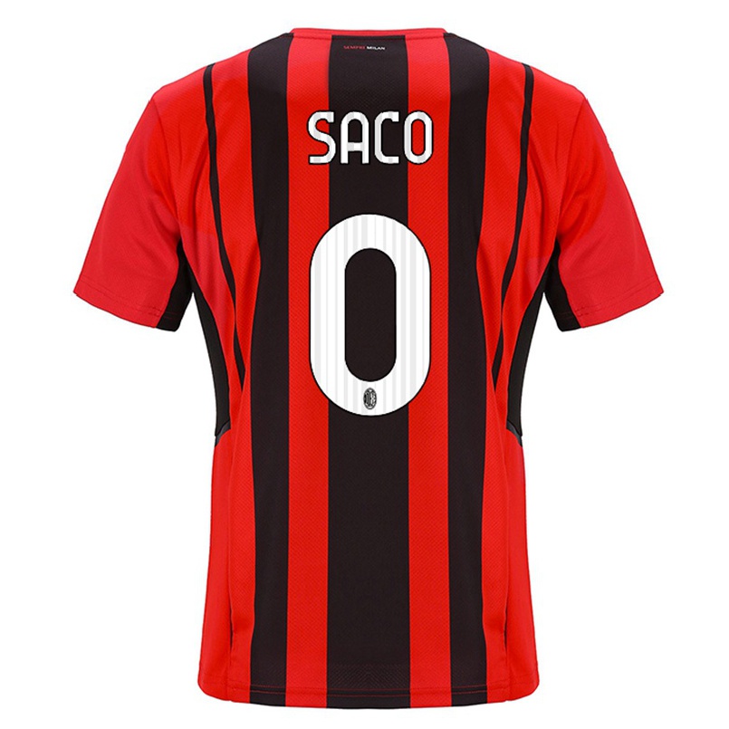 Kinder Fußball Coli Saco #0 Rot Schwarz Heimtrikot Trikot 2021/22 T-shirt