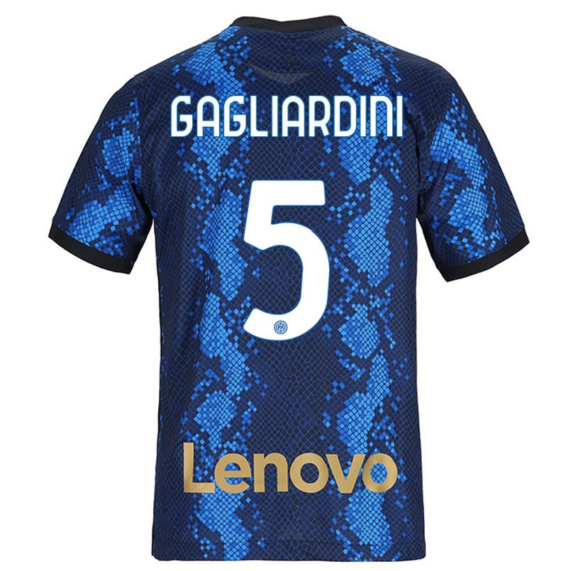 Kinder Fußball Roberto Gagliardini #5 Dunkelblau Heimtrikot Trikot 2021/22 T-shirt
