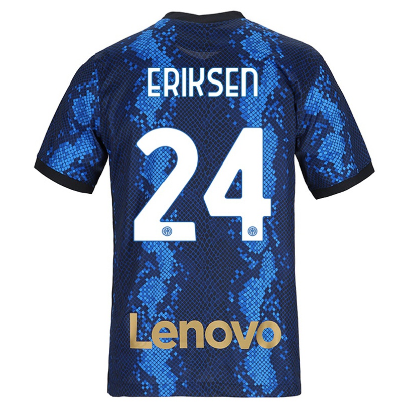 Kinder Fußball Christian Eriksen #24 Dunkelblau Heimtrikot Trikot 2021/22 T-shirt