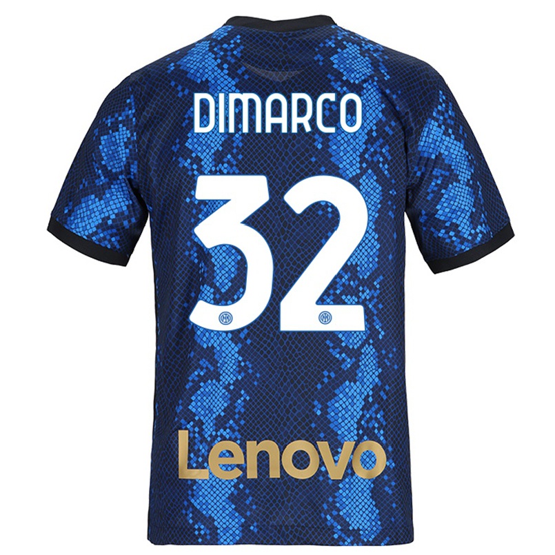 Kinder Fußball Federico Dimarco #32 Dunkelblau Heimtrikot Trikot 2021/22 T-shirt