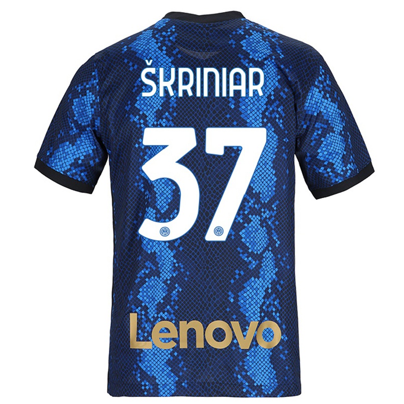 Kinder Fußball Milan Skriniar #37 Dunkelblau Heimtrikot Trikot 2021/22 T-shirt