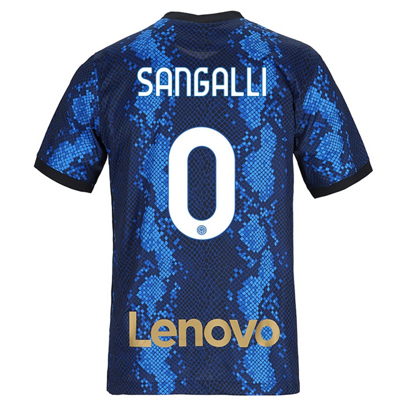 Kinder Fußball Mattia Sangalli #0 Dunkelblau Heimtrikot Trikot 2021/22 T-shirt
