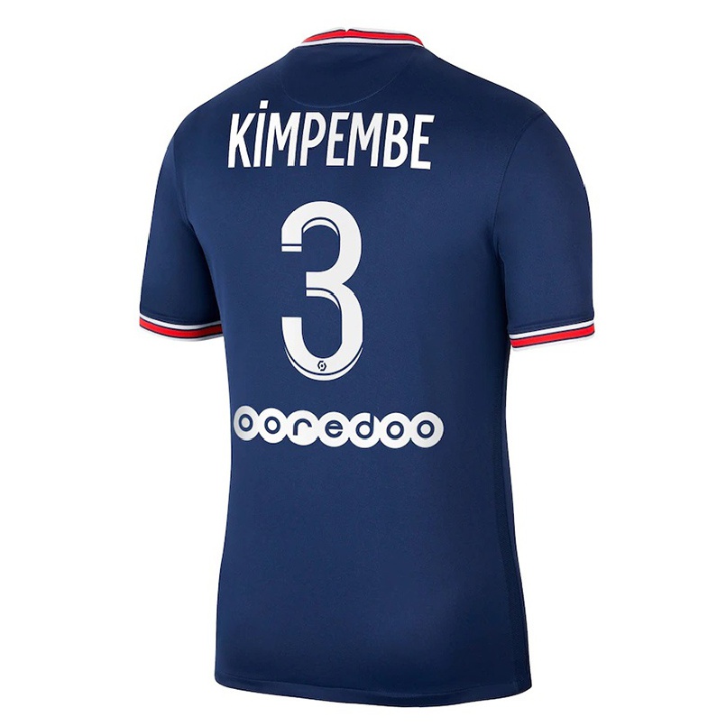 Kinder Fußball Presnel Kimpembe #3 Dunkelblau Heimtrikot Trikot 2021/22 T-shirt